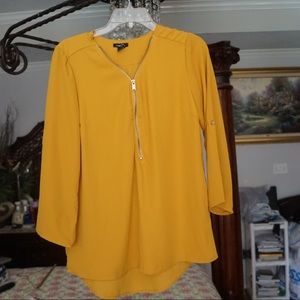 Mustard Yellow Zip-Up Blouse